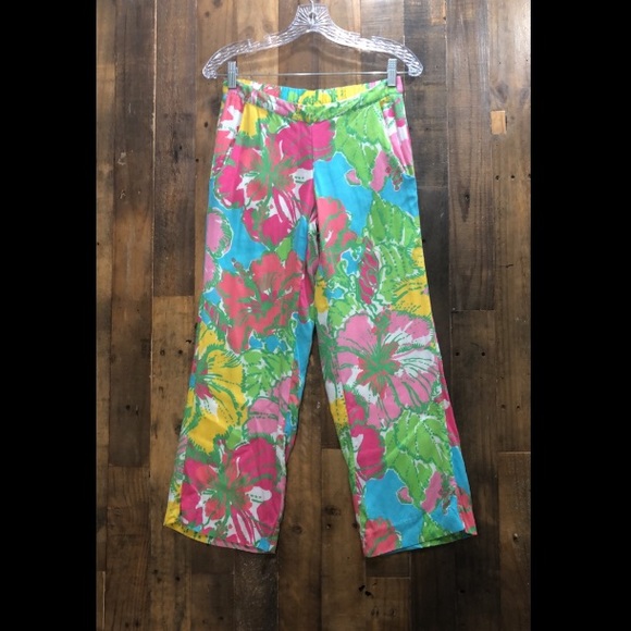 Vintage Lilly Pulitzer Elastic Waist Floral Pants - Picture 2 of 9
